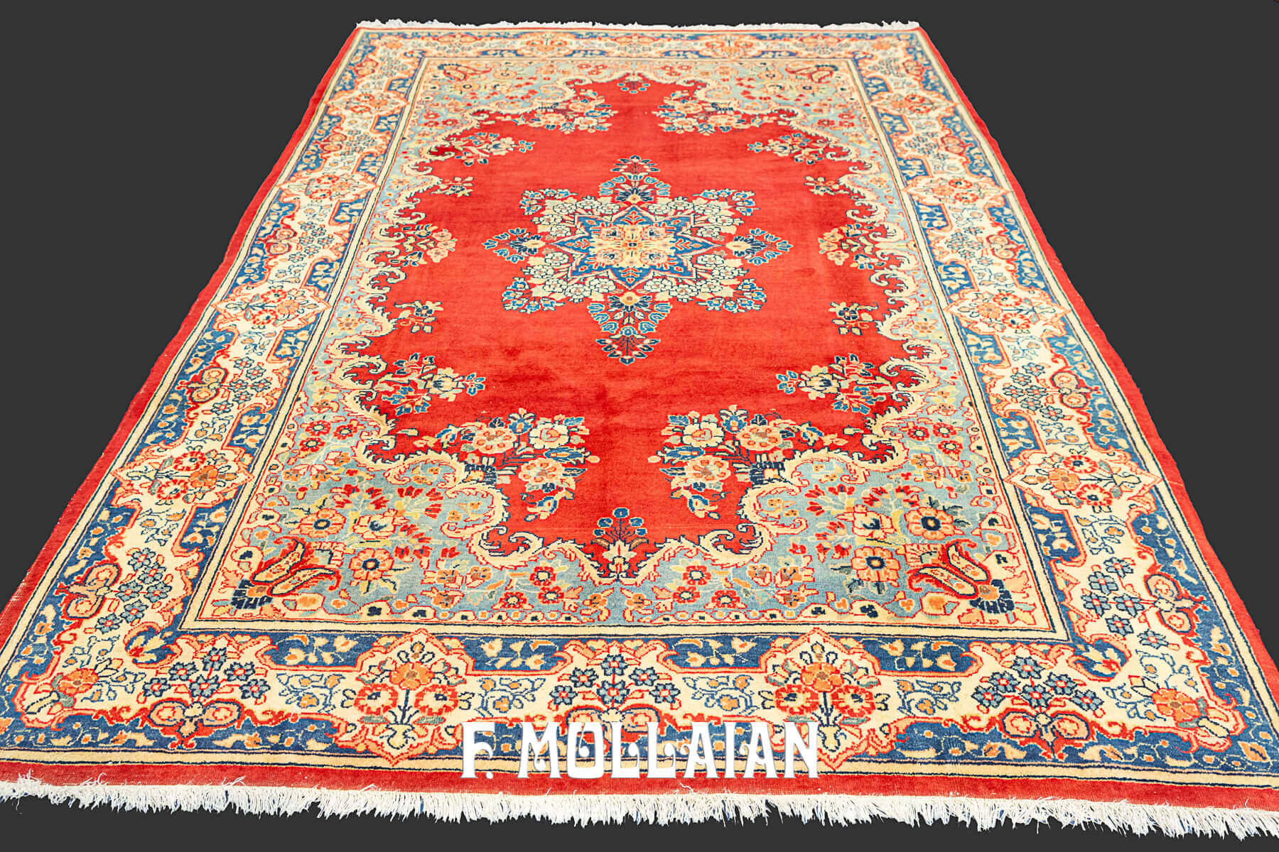 Beautiful Antique Persian Saruk Red Open-Field Medallion Rug n°:98308802
